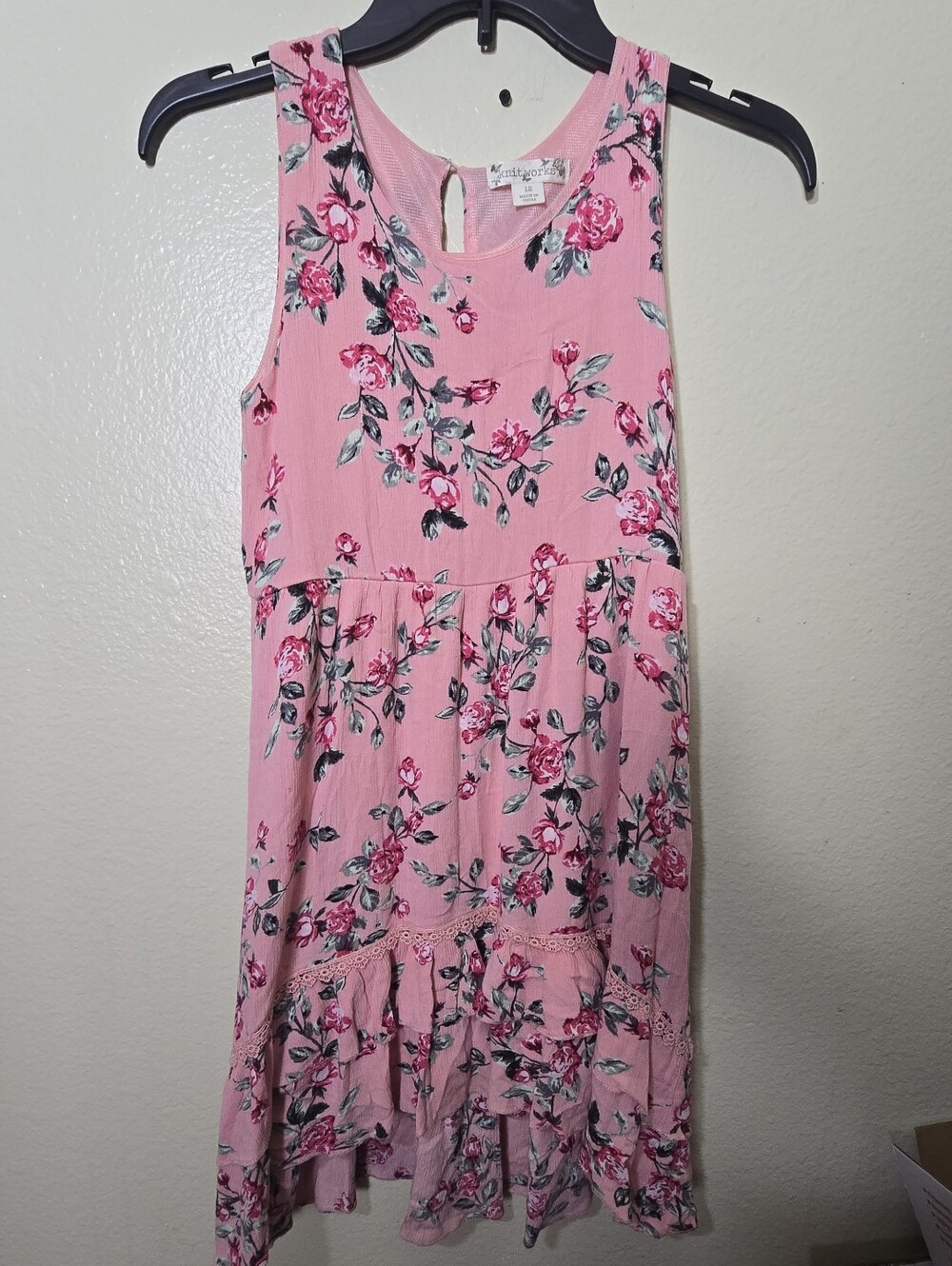 Knitworks Pink Floral Sleeveless High-Low Dress